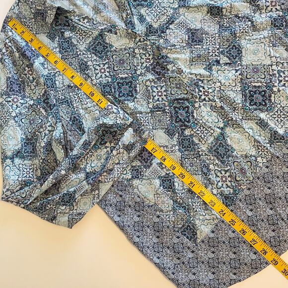 J. Jill Medallion Border Tunic Womens XL Blue Purple Long Sleeve Button Top - Picture 7 of 7